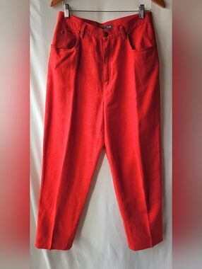 Vintage Lizwear Cotton Linen Blend Red Pants Size 12